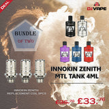INNOKIN ZENITH MTL TANK 4ML WITH INNOKIN ZENITH REPLACEMENT COIL 5PCS-BUNDLE OF TWO