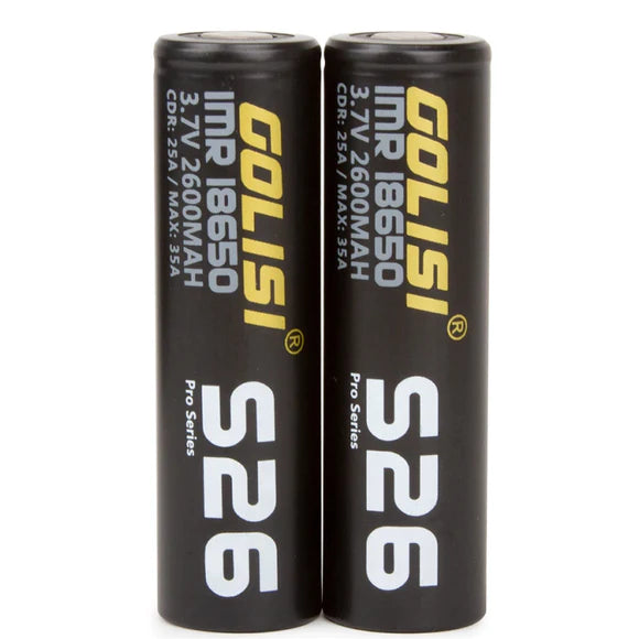 Golisi S26 IMR 18650 2600mAh 35A Flat Top Li-ion Rechargeable Battery 2pcs